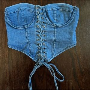 Denim Lace-up corset top